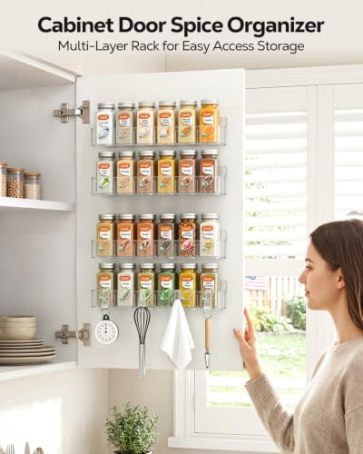 Nieifi Spice Rack Wall Mount, 4 Pack Clear, 2" Depth, Screw/Adhesive