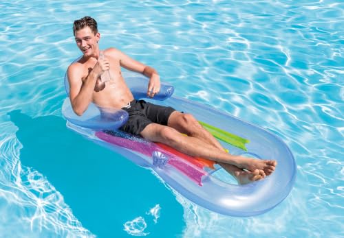 Intex 58802EP Inflatable King Kool Swimming Pool Lounge Raft in Blue or Grey -2 Pack
