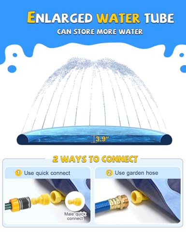 VISTOP 67" Non-Slip Splash Pad for Kids and Dogs, Thickened Sprinkler Pool for Toddlers, Outdoor Backyard Water Toys, Fun Fountain Play Mat for Babies, Children & Pets Blue