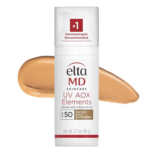 EltaMD UV AOX Elements Tinted Face Sunscreen, SPF 50, 100% Tinted Mineral Sunscreen for Sensitive Skin and Dry Skin with Antioxidants, 1.7 oz Pump