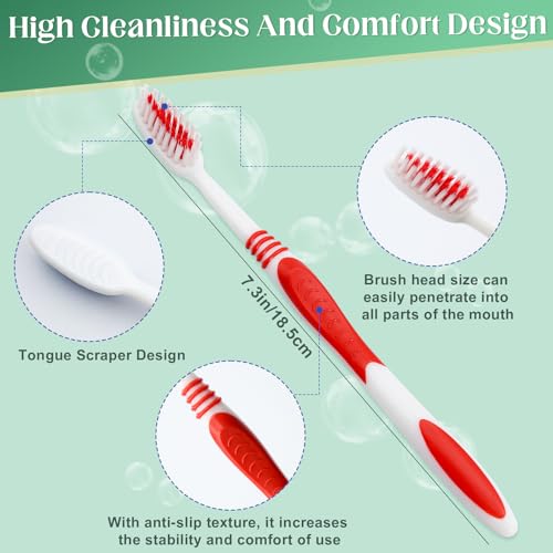 Comdian 50 Pcs Toothbrush Bulk Disposable, Travel Toothbrushes Pack, Soft Bristle Individually Wrapped and Good Cleaning for Kids, Adult and The Elderly. Suitable for Hotel, Travel, Home, Donated