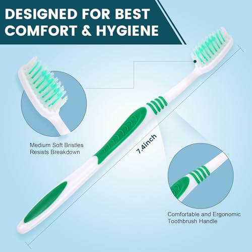 Navona 30 PCS Premium Individually Wrapped Bulk Toothbrush Pack, Disposable Toothbrushes, Kids Toothbrush, Medium Soft Bristle Toothbrushes, Ergonomics Handle, Perfect for Travel Hotel Donation