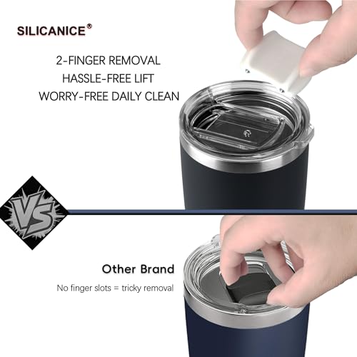 20oz Hygienic Stainless Steel Vacuum Insulated Tumbler w/ Easy-On/Easy-Off Lid - Removable slider, Double Wall 18/8 Travel Mug, BPA-Free, Fits Cup Holders, Premium Quality, Smart Value - Black