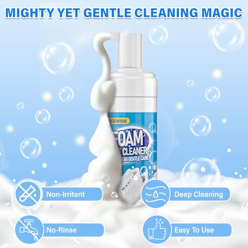 Shoe Cleaner, 6.76 fl oz Shoe Cleaning Kit with Brush and Towel, White Sneaker Cleaner for Removing Stains
