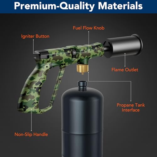 Sondiko Propane Torch Head, Powerful Kitchen Torch for Cooking, BBQ, Sous Vide and Steak Searing, Adjustable Blow Torch - Perfect Campfire Charcoal Starter, Gas Welding Kit(Propane Tank Not Included)