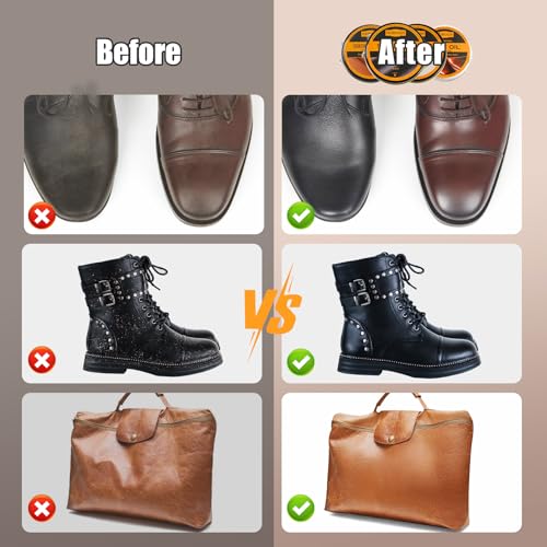 13Pcs Shoe Care Kit for Men & Women,3 Horsehair Shoe Polish Brush,Black Brown Neutral Mink Oil for Shoes,Care for Leather Boots, Shoe Cleaning Kit as Gift for Men with Shine Sponges & Care Cloth
