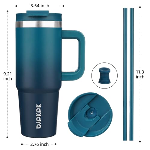 BJPKPK Tumbler With Handle And Straw 30oz Insulated Tumbler Cups With Lid Stainless Steel Travel Coffee Mug,Indigo Black