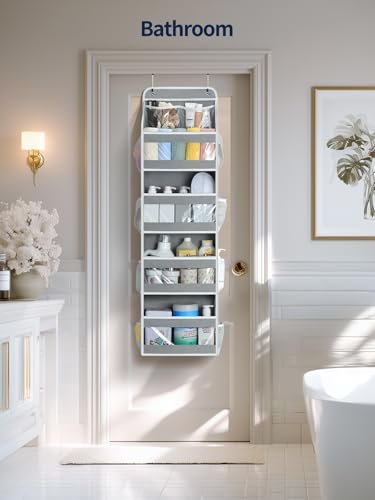 Yecaye 5 Tier Over the Door Organizer, Swing-proof Door Organizer Hanging with Clear PVC Windows