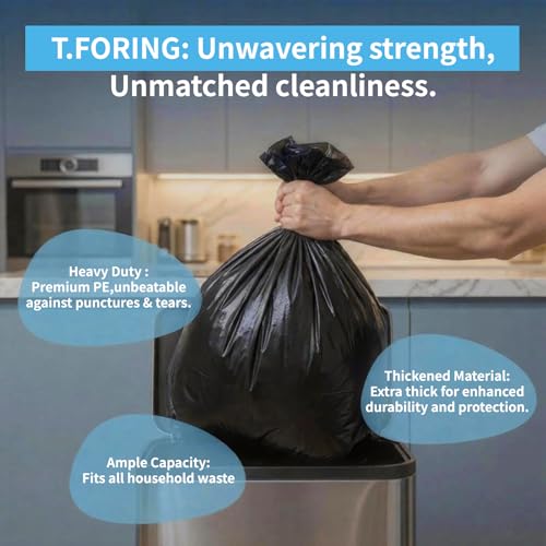 30-35 Gallon Trash Bags Heavy Duty 1.5 Mil - 31" x 39" 100 Count Large Black Garbage Bags 30+ Gallon Strong Plastic Trash Can Liners for Home Kitchen Commercial Lawn and Leaf