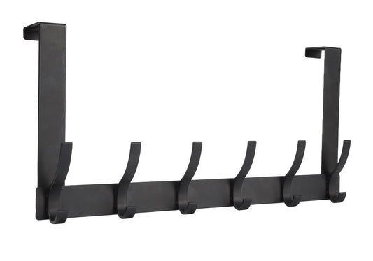 Over The Door Hooks, Door Hanger Hooks for Hanging, Over The Doors Towel Racks for Bathroom with 12 Coat Hook, Coat Rack Dorm Essentials Bathroom Accessories（1 Pack, Black）