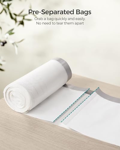 SONGMICS Trash Bags, Drawstring Kitchen Garbage Bags, Pre-Separated, Box-Free Pack, for 8-Gallon (30 L) Trash Cans, Liner Code 30A, 2 Rolls, 90 Count, White UKRB30A02