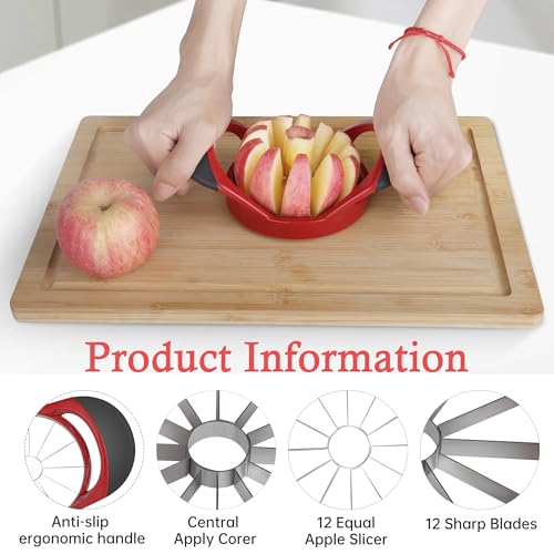 Apple Slicer, 4.72 Inch Apple Corer and Slicer - Apple Cutter with 12 Sharp Blades, Apple Corer Tool - Easy Gadgets