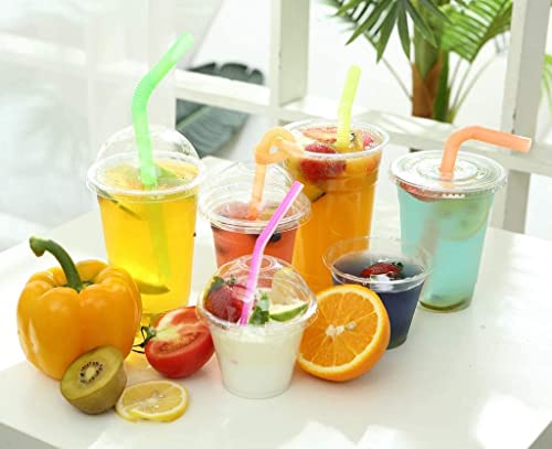 TashiBox 9 Ounce -100 Pack plastic cups with dome lids | Plastic Cocktail Glasses with lids | Plastic Drinking Cups with Lids | Bulk Party Cups | Wedding Tumblers