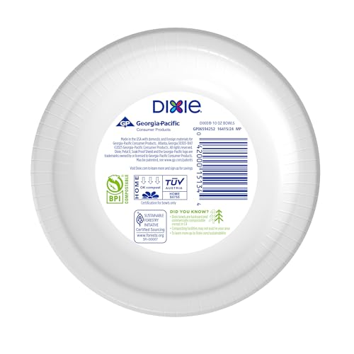 Dixie Small Paper Bowls, 10 Oz, 280 Count (8 packs of 35 bowls), Microwave-Safe, Soak-Proof, Disposable Bowls Great For Snacks, Dessert, And Light Lunch Meals