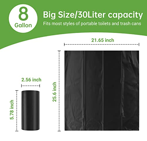 Portable Toilet Replacement Bags, 25 Count 8 Gallon 1.5 Mil Super Thickened Compostable Trash Bags, 30 Liter Camping Toilet Bags for Travel Outdoors, Boating, Emergency Toilet Bag for Car