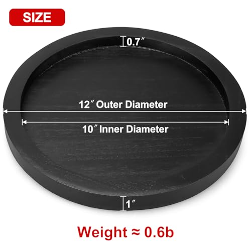 Rustic Decorative Wooden Serving Tray Home Decor Round Ottoman Coffee Table Trays Farmhouse Living Room Dinner Table Centerpiece Accessories Wood Candle Holder Tray for Kitchen Counter Bathroom Vanity