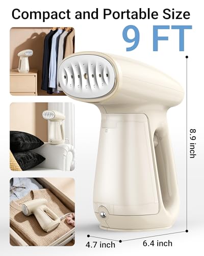 Bear Steamer for Clothes, Handheld Clothes Steamer,1300W Strong Power Garment Steamer with 230ml Tank,Fast Heat-up, Auto-Off, Steam Iron Fabric Wrinkle Remover with Brush for Home and Travel
