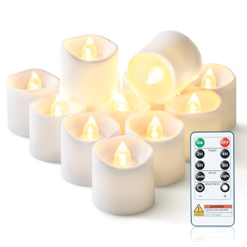 Homemory White Flameless LED Votive Tealight Candles & Timer Remote, 12Pack