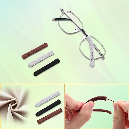 Literry Soft Knitting Cotton Glasses Ear Cushion, Anti-Slip Elastic Comfort Eyeglasses Temple Tips Sleeve, Microstructured Fabric Glasses Ear Grip, Knitting Eyeglass Arm Cushion - Black 3 Pairs