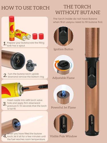 23Pcs Whiskey Cocktail Smoker Kit with Torch, 6 Flavors 12 Packs Wood Chips, Ice Ball Mold, Old Fashioned Drink Smoker, Bourbon Whiskey Gifts for Men, Husband, Dad, Him (No Butane)