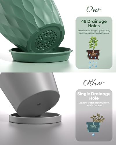 4 Inch Plant Pots with Drainage Holes, 6 Pack Plastic Indoor Flower Pots, Succulent Pots for Orchids, Violets, Succulents, Herbs, and Other Small Plant, 6 Colors