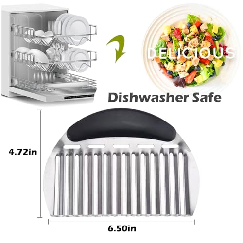 JAYVAR Large Crinkle Cutter French Fry Cutter, Large Crinkle Potato Slicer Wavy Chopper, Stainless Steel Wavy Slicer Crinkle Cutting Chopping Tools with Handle for Carrot Vegetable