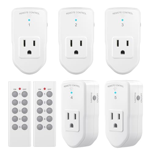 BN-LINK Wireless Remote Control Outlet Electrical Switch for Lights, Fans, Christmas Lights, Small Appliance, 100ft Long Range White (Learning Code