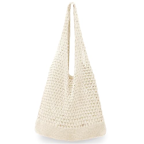 hatisan Crochet Bags for Women - Summer Beach Tote, Aesthetic Hippie Knit Bag