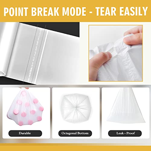 105 Count Small Trash Bags, 4 Gallon Garbage Can Liners - Unscented Wastebasket Clear Trash Bags for Bathroom, Kitchen, Bedroom, Cleaning Supplies (15 Liter)