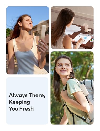 Aecooly Slim Portable Fan, Thin Handheld Fan, USB Rechargeable Mini Personal [24H Max Cooling Time], Battery Powered Small Foldable Pocket for Travel, Summer, Gifts for Women, Girls -Beige