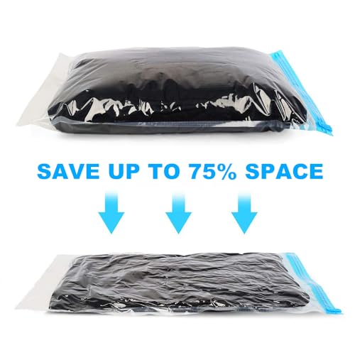 Compression Bags - Travel Essentials - 12 Pack Space Saver Bags - No Vacuum Pump Or Air Extractor is Needed - Storage Accessorie and Home Packing Organizers (transparent)