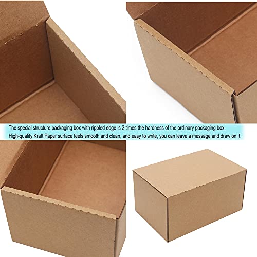 10 Pack Small Shipping Boxes 6x4x3'' Corrugated Small Cardboard Boxes for Shipping, Recyclable Packaging Boxes for Business, Mailer, Gift Packing, Crafts Packing, Jewelry Box, Brown