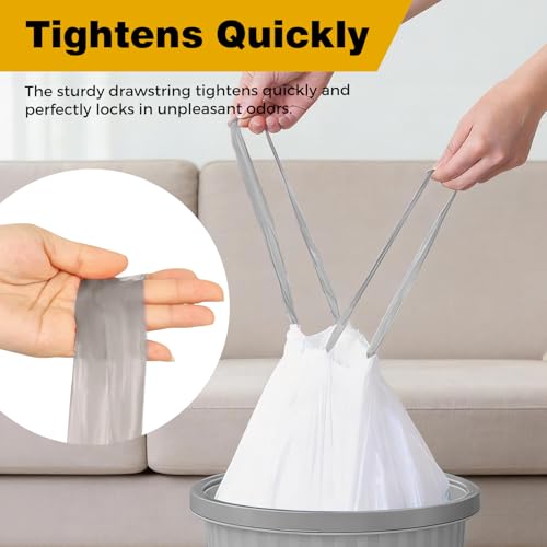 8 Gallon Trash Bags with Drawstring, 30 Liter Medium Garbage Can Liners, Leak-Proof Bathroom Trash Bags for Waste Baskets, Office & Bedroom Trash Cans, 100 Count