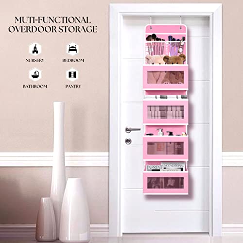 GCreation Over Door Organizer for Bedroom Bathroom Pantry, 5 Shelf Pink