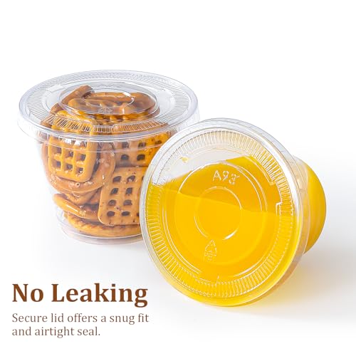 AOZITA [50 Sets, 9 oz Clear Plastic Cups With Flat Lids No Hole, Disposable Cups With Lids for Ice Cream, Pudding, Cake, Snacks Smoothie, Milkshake, Cold Drinks