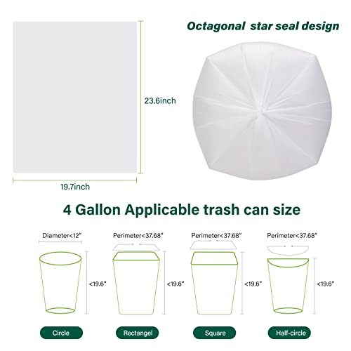 Inwaysin 4-6 Gallon Small Trash Bags Biodegradable 180 Counts, Ultra Thick & Strong 4 Gallon Trash Bag, Unscented Small Garbage Bags, Easy Tearing Waste Basket Liners for Bathroom, Bedroom, Office