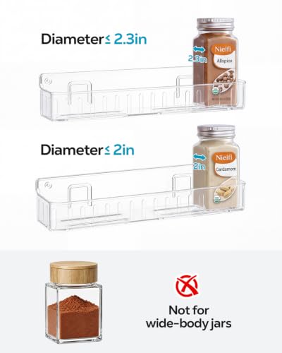 Nieifi Spice Rack Wall Mount, 4 Pack Clear, 2" Depth, Screw/Adhesive