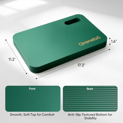 Grenebo 2-Pack 1.6" Extra Thick NBR Foam Garden Kneeling Pads, Ultra Soft Cushion Kneeling Pads for Gardening, Gardening Kneeling Pad for Baby Bathing, Work, Exercise, 17.3×11×1.6 in, Green