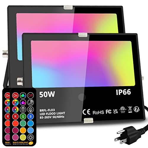 Led Flood Light Outdoor, 50W RGB Color Changing Landscape Lighting