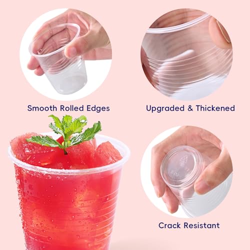 JOLLY CHEF 𝟔𝟎𝟎 𝐏𝐚𝐜𝐤 5 oz Clear Plastic Cups,5 Ounce Disposable Cups for Picnic, BBQ, Travel, Halloween, Christmas Parties and Events