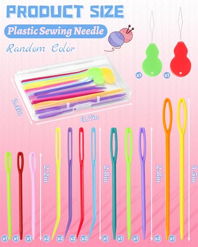 FIVEIZERO 19 Pcs Yarn Needles Set, Assorted Yarn Needles Bent Tapestry Needle Weaving Needle Darning Needles Plastic Needles Large Eye Blunt Knitting Needles for Sewing Crochet