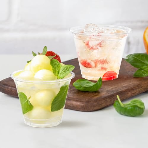 Dealusy 100 Pack 9 oz Clear Plastic Cups, Sturdy & Food Safe Disposable Plastic Cups for Wine Cocktail Punch