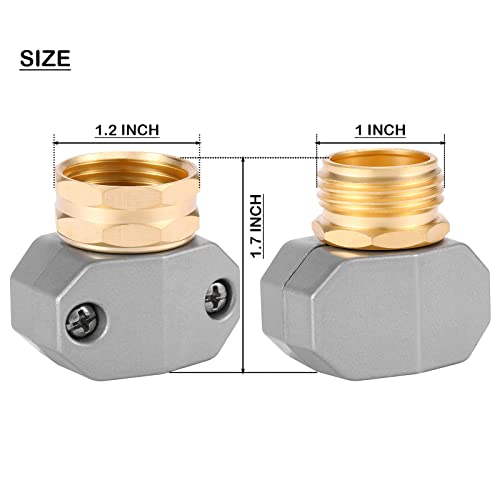 Zinc and Aluminum Male and Female Coupling, Fits All 5/8-Inch and 3/4-Inch Garden Hose Repair Fitting, 2 Pack(Female & Male)