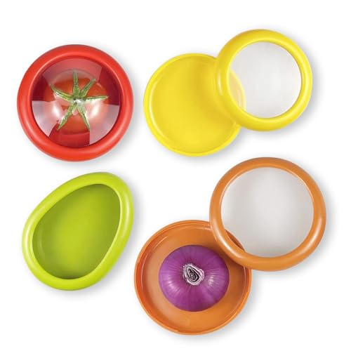 Set of 4 Fresh Food Containers, Fresh Pod, Reusable Silicone Storage Pods for Avocado, Onions, Tomatoes, Garlic – Anti-Oxidation for Fridge, Send Goods from Local Warehouse