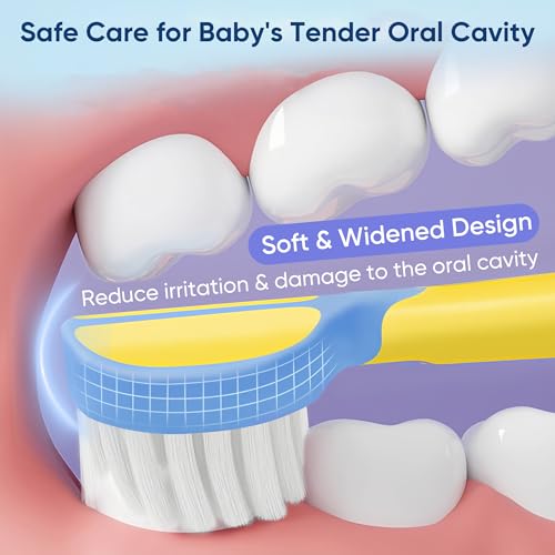 EASICUTI Soft Toddler Toothbrushes, Efficient 3 Sided Toothbrush, Baby Toothbrush 12 Months and up,Infant Toothbrush, Toddler Training Tooth brush for Ages 2-12 Years, Cleans All Sides-4 Pack (Patent)