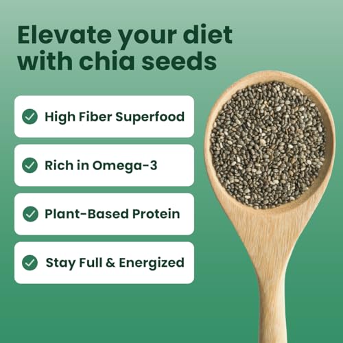 Sanar Naturals Chia Seeds, 10 oz | High Fiber, Omega 3, Plant Based Protein, Raw Black Chia Seeds, Vegan, Non GMO, Gluten Free, Superfood for Smoothies, Oatmeal, Baking, GLP-1 Support