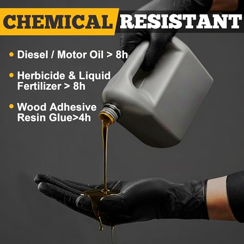 TitanFlex Heavy Duty Black Industrial Nitrile Gloves with Raised Diamond Texture, Latex Free (6mil/8mil)