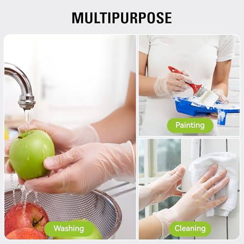 SWIFTLITE Disposable Vinyl Gloves, Food Safe, Latex-Free Powder-Free Clear Plastic Gloves for Cooking, House Clean, Food Prep