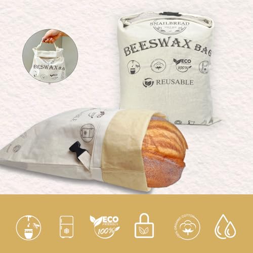 Reusable Beeswax Bread Bags for Sourdough: XL Eco-Friendly Fresh Food Storage (13x17in, 2 Pack) | Moisture Lock, Sustainable Homemade Bread Preservation | Eco Bread Freshness