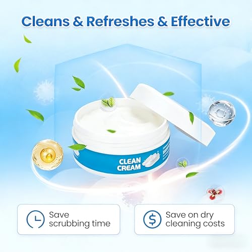 White Shoe Cleaning Cream, 2PCS Shoe Cleaner,Multipurpose No-Wash Solid Comes with Sponge Deep Cleaning, Shoes Clean Cream